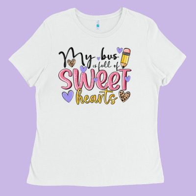 My Bus Full Of Sweet Hearts Ladies Tee Designed By Maliassmallbusiness