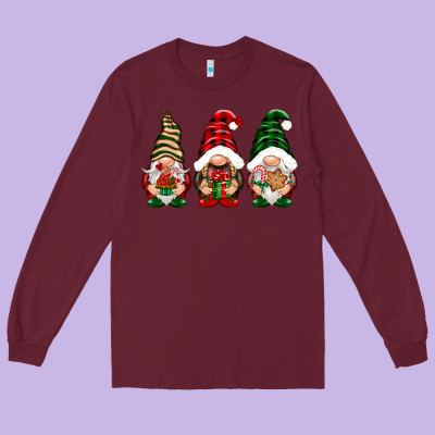 Christmas Gnomes Long Sleeve Tee Designed By Nancycooperartshop