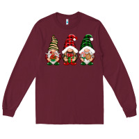 Burgundy Christmas gnomes Long Sleeve Tee - NancyCooperArtShop