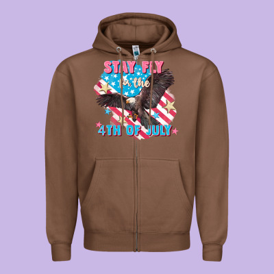 Stay Fly For The 4th Of July Zipper Hoodie Designed By Fadigitalartstudio
