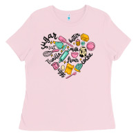 Bubblegum Pink vanilla eggs sugar cocoa and kitchen heart Ladies Tee - MaliasSmallBusiness