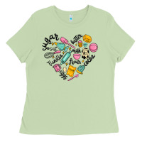 Matcha vanilla eggs sugar cocoa and kitchen heart Ladies Tee - MaliasSmallBusiness
