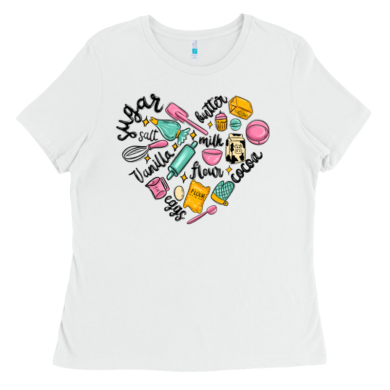 Vanilla Eggs Sugar Cocoa And Kitchen Heart Ladies Tee by MaliasSmallBusiness | Teevron