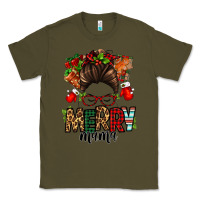 Army Green Christmas merry mama messy bun Classic Tee - Jasminsmagicworld