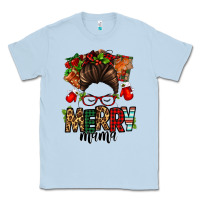 Dusty Blue Christmas merry mama messy bun Classic Tee - Jasminsmagicworld