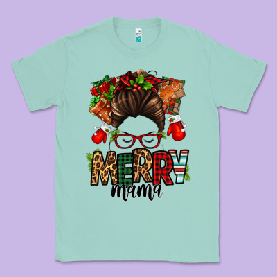 Christmas Merry Mama Messy Bun Classic Tee Designed By Jasminsmagicworld