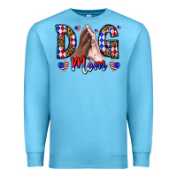 Ocean Blue America Dog Mama Premium Sweatshirt - CowhideDigitalArt