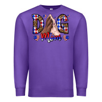 Purple America Dog Mama Premium Sweatshirt - CowhideDigitalArt