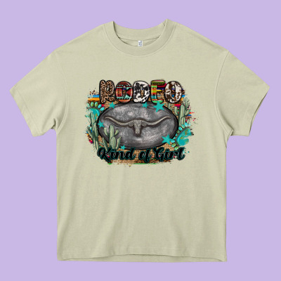 Rodeo Kind Of Girl Heavy Core Tee Designed By Maliassmallbusiness