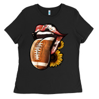 Black Football Tongue Ladies Tee - Jasminsmagicworld