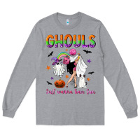Heather Grey Ghouls just wanna have fun Long Sleeve Tee - NancyCooperArtShop