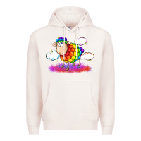 Pale Pink rainbow sheep pride Premium Hoodie - FaDigitalArtStudio