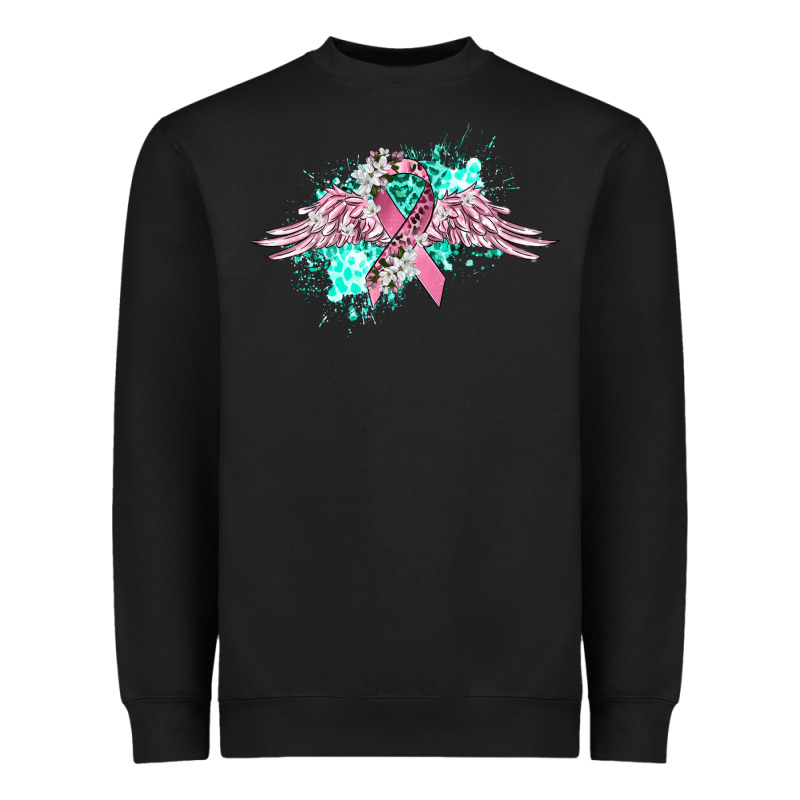 Cancer Ribbon With Angel Wings Heavyweight Sweatshirt by CowGirlArtShop | Teevron