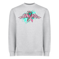 Heather Grey cancer ribbon with angel wings Heavyweight Sweatshirt - CowGirlArtShop