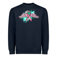 Navy cancer ribbon with angel wings Heavyweight Sweatshirt - CowGirlArtShop