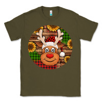 Army Green cute reindeer head Christmas Classic Tee - Jasminsmagicworld