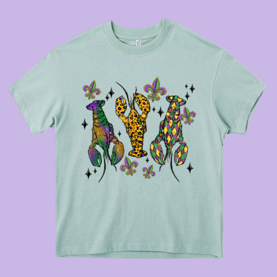 Mardi Gras Crawfish Heavy Core Tee Designed By Maliassmallbusiness