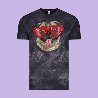 Pug With Love Glasses Vintage Tee Designed By Ranaportraitstore