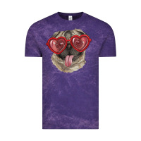 Cloud Purple pug with love glasses Vintage Tee - RanaPortraitStore