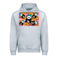 Heather Grey Baby panda flowers Urban Hoodie - Artiststas