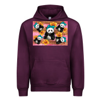 Mauve Wine Baby panda flowers Urban Hoodie - Artiststas