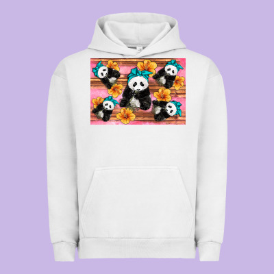 Baby Panda Flowers Urban Hoodie Designed By Artiststas