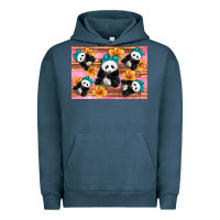 Pigment Midnight Navy Baby panda flowers Urban Hoodie - Artiststas