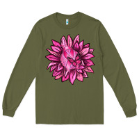 Army Green Breast Cancer Sunflower Long Sleeve Tee - texasbilliewilder