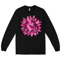 Black Breast Cancer Sunflower Long Sleeve Tee - texasbilliewilder