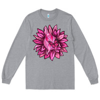 Heather Grey Breast Cancer Sunflower Long Sleeve Tee - texasbilliewilder