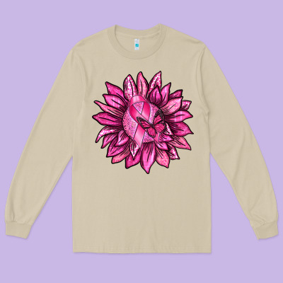 Breast Cancer Sunflower Long Sleeve Tee Designed By Texasbilliewilder