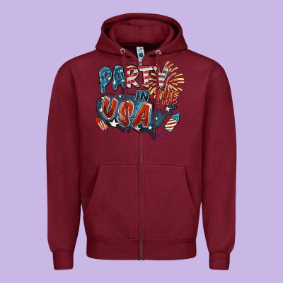 Party In The Usa Zipper Hoodie Designed By Fadigitalartstudio