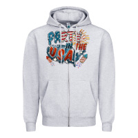 Heather Grey Party in the USA Zipper Hoodie - FaDigitalArtStudio