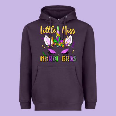Little Miss Mardi Gras Heavyweight Hoodie Designed By Lillyallendesigns