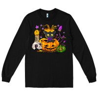 Black Black cat pumpkin Long Sleeve Tee - NancyCooperArtShop