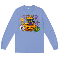 Colony Blue Black cat pumpkin Long Sleeve Tee - NancyCooperArtShop