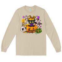 Mushroom Black cat pumpkin Long Sleeve Tee - NancyCooperArtShop