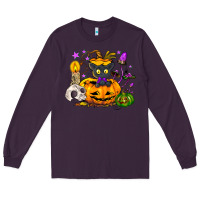 Plum Black cat pumpkin Long Sleeve Tee - NancyCooperArtShop