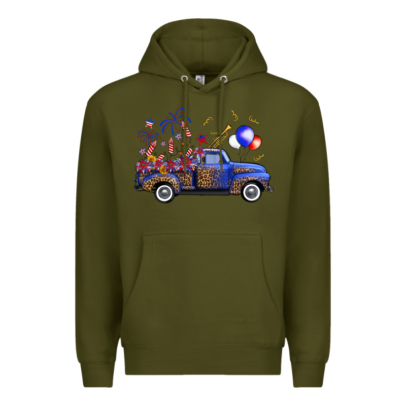 Western Truck Fourth Of July Premium Hoodie by FaDigitalArtStudio | Teevron