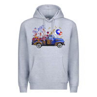 Heather Grey Western Truck Fourth Of July Premium Hoodie - FaDigitalArtStudio