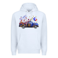 White Western Truck Fourth Of July Premium Hoodie - FaDigitalArtStudio