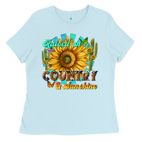 Baby Blue raised on country  sunshine Ladies Tee - NancyCooperArtShop