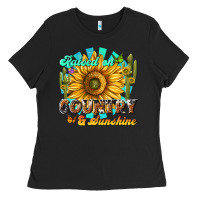 Black raised on country  sunshine Ladies Tee - NancyCooperArtShop