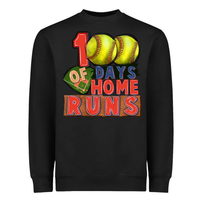 100 Days Of Home Runs Softball Heavyweight Sweatshirt by CowGirlArtShop | Teevron