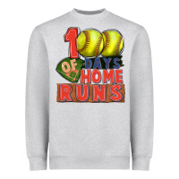 Heather Grey 100 days of home runs softball Heavyweight Sweatshirt - CowGirlArtShop