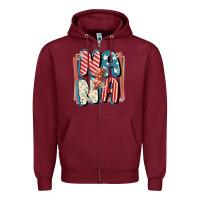 Burgundy 4th of July nana with lightning bolt Zipper Hoodie - FaDigitalArtStudio