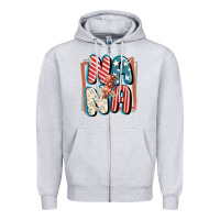 Heather Grey 4th of July nana with lightning bolt Zipper Hoodie - FaDigitalArtStudio