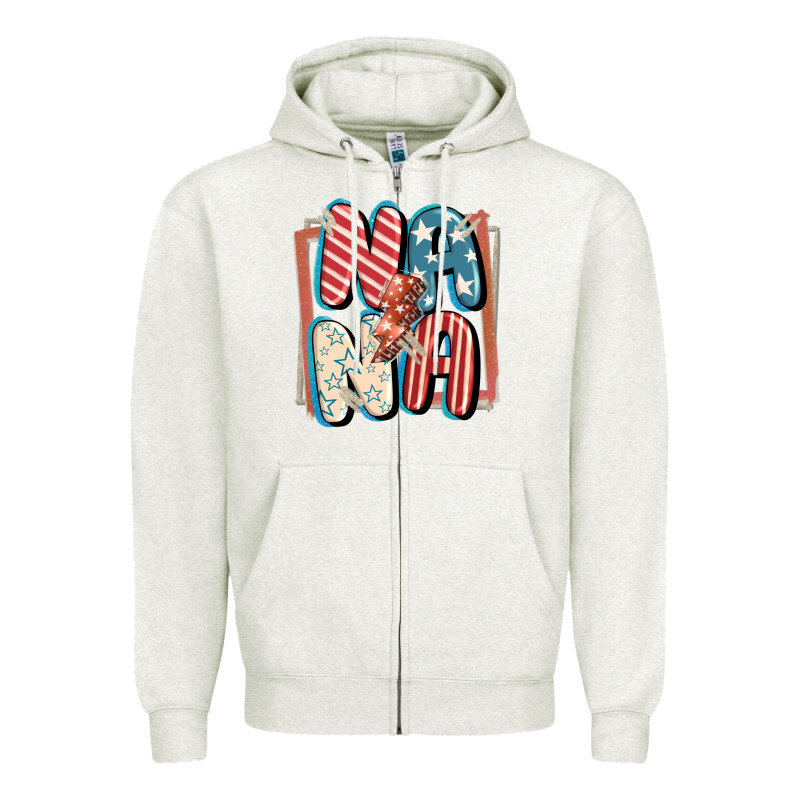 4th Of July Nana With Lightning Bolt Zipper Hoodie by FaDigitalArtStudio | Teevron
