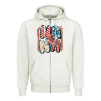Oatmeal Heather 4th of July nana with lightning bolt Zipper Hoodie - FaDigitalArtStudio