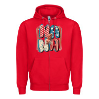 Red 4th of July nana with lightning bolt Zipper Hoodie - FaDigitalArtStudio